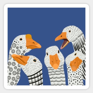 Five Patterned Geese Magnet